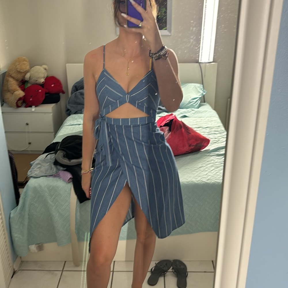 Blue striped dress- S
